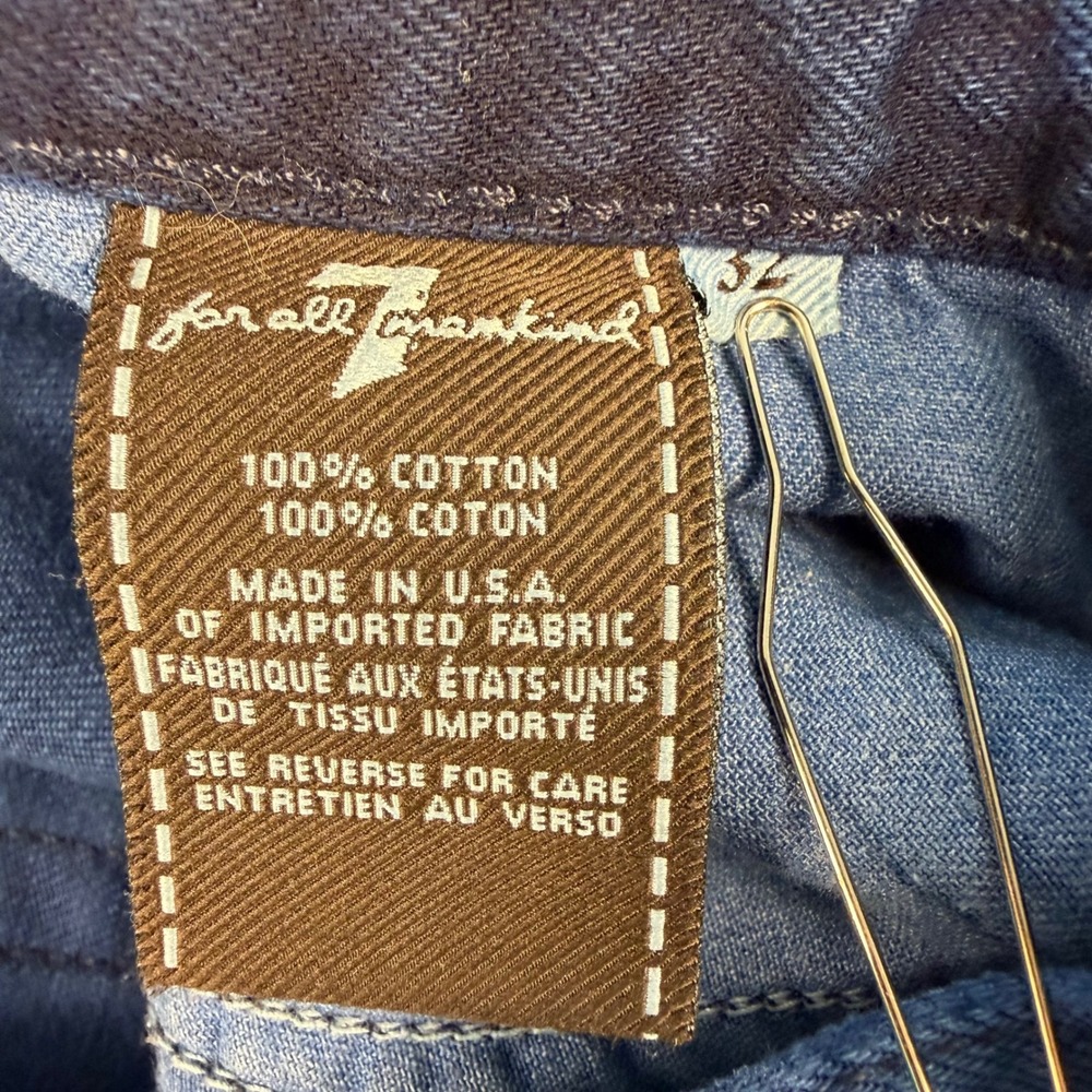 7 For All Mankind Straight Leg Jeans Womens 32 Blue Raw Hem Cotton Denim - Picture 7 of 12